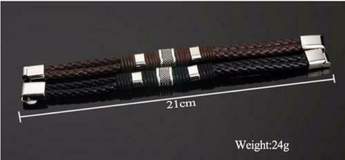 Gentleman Leather Titanium Steel Braided Clasp Bangle Bracelet for Men and Women  Retro Bangles Bracelets Jewelry